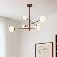 LumenXL Design plafondlamp Sest bruin met melkwit glas - 6-lichts