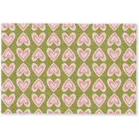 MuchoWow Deurmat 60x40 cm - Droogloopmat Patroon - Symmetrisch - Hartjes - Olijfgroen - Mat voor binnen - Schoonloopmat - Deurmatten met print - Inloopmat