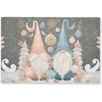 MuchoWow Deurmat 60x40 cm - Droogloopmat Kerst - Gnomen - Pastel - Mat voor binnen - Schoonloopmat - Deurmatten met print - Inloopmat