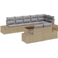 vidaXL Tuinbank Set met opslag Beige en Lichtgrijs Poly rattan