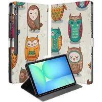 B2Ctelecom Book Case Hoesje met Standaard Vrolijke Uilen Samsung Galaxy Tab S10 FE Plus