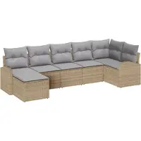 vidaXL Bankstel 7 st Beige poly rattan