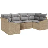 vidaXL Tuinbank Set 6 st Beige en Lichtgrijs poly rattan