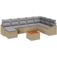 vidaXL Tuinbank Set 9 st Beige en Lichtgrijs poly rattan