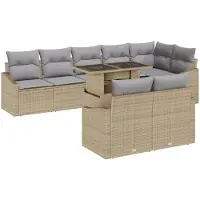 vidaXL Tuinbank Set 9 st Beige en Lichtgrijs