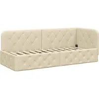 vidaXL Hoek Bed Frame Crème 80 x 200 cm Stof