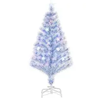 HOMCOM Kunstkerstboom multi-fiberoptiek met 3 kleuren led-lampjes 120 cm -