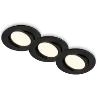 Briloner set van 3 LED inbouwspots, model Piwo, zwart, diameter 8 cm