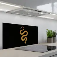 KitchenYeah Spatscherm 90x45 cm - Zelfklevende achterwand Slang - Minimalistisch - Goud - Keuken muurbeschermer - Spatwand fornuis