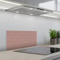 KitchenYeah Spatscherm 60x30 cm - Zelfklevende achterwand Donkerblauw - Roze - Patroom - Symmetrisch - Keuken muurbeschermer - Spatwand fornuis