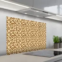 KitchenYeah Spatscherm 100x65 cm - Zelfklevende achterwand Luipaard - Bruin - Patroon - Keuken muurbeschermer - Spatwand fornuis