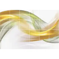 Wallfluent Tegelstickers - Dynamische Golven En Lijnen Stickers Voor Op Tegels - Set van 24 stuks 15 x 15 cm - Geel Tegelstickers Keuken - Mozaïek Abstract Tegelfolie Badkamer