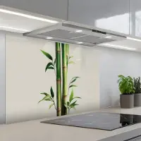 KitchenYeah Spatscherm 80x55 cm - Zelfklevende achterwand Bamboestengels - Sierlijk - Groen - Keuken muurbeschermer - Spatwand fornuis