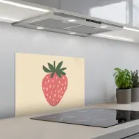 KitchenYeah Spatscherm 60x45 cm - Zelfklevende achterwand Aardbei - Minimalistisch - Rood - Fruit - Keuken muurbeschermer - Spatwand fornuis