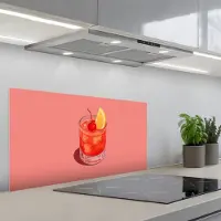 KitchenYeah Spatscherm 80x40 cm - Zelfklevende achterwand Glas - Ijsblokjes - Citroen - Kers - Keuken muurbeschermer - Spatwand fornuis