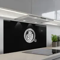 KitchenYeah Spatscherm 120x60 cm - Zelfklevende achterwand Krijttekening - Koffie - Latte art - Keuken muurbeschermer - Spatwand fornuis