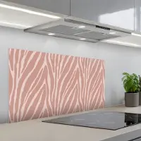 KitchenYeah Spatscherm 100x50 cm - Zelfklevende achterwand Lichtroze - Zebra - Patroon - Donkerroze - Keuken muurbeschermer - Spatwand fornuis