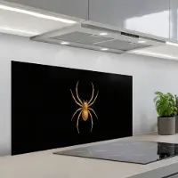 KitchenYeah Spatscherm 100x50 cm - Zelfklevende achterwand Spin - Goud - Minimalistisch - Poten - Keuken muurbeschermer - Spatwand fornuis