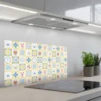 KitchenYeah Spatscherm 90x45 cm - Zelfklevende achterwand Zee - Sfeer - Mozaïek - Vis - Keuken muurbeschermer - Spatwand fornuis