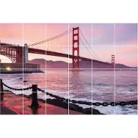 Wallfluent Tegelstickers - Een Brug In Het Westelijke Landschap Stickers Voor Tegels - Set van 24 stuks 20 x 20 cm - Rood Tegelstickers Keuken - Mozaïek Landschappen Badkamer Tegelstickers