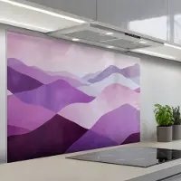 KitchenYeah Spatscherm 120x80 cm - Zelfklevende achterwand Abstract - Heuvels - Landschap - Paars - Keuken muurbeschermer - Spatwand fornuis
