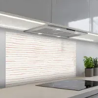 KitchenYeah Spatscherm 120x60 cm - Zelfklevende achterwand Terracotta - Strepen - Wit - Keuken muurbeschermer - Spatwand fornuis
