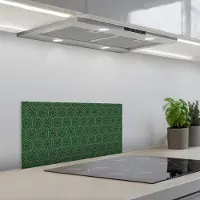KitchenYeah Spatscherm 60x30 cm - Zelfklevende achterwand Geometrisch - Patroon - Groen - Keuken muurbeschermer - Spatwand fornuis