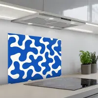KitchenYeah Spatscherm 70x55 cm - Zelfklevende achterwand Vormen - Abstract - Blauw - Golven - Keuken muurbeschermer - Spatwand fornuis