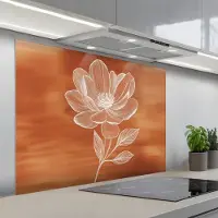 KitchenYeah Spatscherm 100x75 cm - Zelfklevende achterwand Bloem - Minimalistisch - Wit - Keuken muurbeschermer - Spatwand fornuis