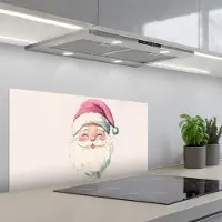 KitchenYeah Spatscherm 90x45 cm - Zelfklevende achterwand Kerstman - Kerst - Quote - Beige - Keuken muurbeschermer - Spatwand fornuis