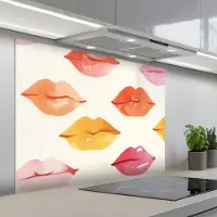 KitchenYeah Spatscherm 100x75 cm - Zelfklevende achterwand Lippen - Kleurrijk - Glanzend - Keuken muurbeschermer - Spatwand fornuis