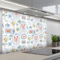 KitchenYeah Spatscherm 120x80 cm - Zelfklevende achterwand Zee - Sfeer - Krab - Blauw - Keuken muurbeschermer - Spatwand fornuis