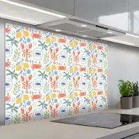 KitchenYeah Spatscherm 120x80 cm - Zelfklevende achterwand Zee - Sfeer - Citroen - Vis - Keuken muurbeschermer - Spatwand fornuis