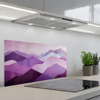 KitchenYeah Spatscherm 90x45 cm - Zelfklevende achterwand Abstract - Heuvels - Landschap - Paars - Keuken muurbeschermer - Spatwand fornuis