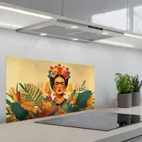 KitchenYeah Spatscherm 80x40 cm - Zelfklevende achterwand Vrouwelijk - Bloemen - Sieraden - Keuken muurbeschermer - Spatwand fornuis