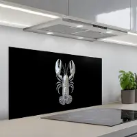 KitchenYeah Spatscherm 100x50 cm - Zelfklevende achterwand Kreeft - Zilver - Metallic - Luxe - Keuken muurbeschermer - Spatwand fornuis