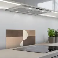 KitchenYeah Spatscherm 70x30 cm - Zelfklevende achterwand Raster - Halve cirkels - Contrast - Keuken muurbeschermer - Spatwand fornuis