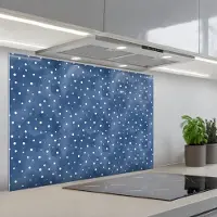 KitchenYeah Spatscherm 80x55 cm - Zelfklevende achterwand Frans - Citroen - Stippen - Wit - Blauw - Keuken muurbeschermer - Spatwand fornuis