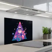 KitchenYeah Spatscherm 70x50 cm - Zelfklevende achterwand Retro - Kerstman - Rendieren - Kerstboom - Keuken muurbeschermer - Spatwand fornuis
