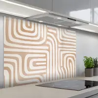 KitchenYeah Spatscherm 120x80 cm - Zelfklevende achterwand Aardetinten - Labyrintpatroon - Keuken muurbeschermer - Spatwand fornuis