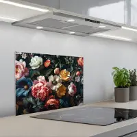 KitchenYeah Spatscherm 60x45 cm - Zelfklevende achterwand Vintage - Kleurrijk - Bloemen - Modern - Keuken muurbeschermer - Spatwand fornuis