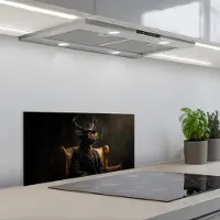 KitchenYeah Spatscherm 60x30 cm - Zelfklevende achterwand Hert - Zonnebril - Zwart - Pak - Keuken muurbeschermer - Spatwand fornuis