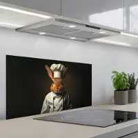 KitchenYeah Spatscherm 80x40 cm - Zelfklevende achterwand Konijn - Kok - Dier - Keuken muurbeschermer - Spatwand fornuis
