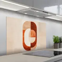 KitchenYeah Spatscherm 100x65 cm - Zelfklevende achterwand Illustratie - Abstract - Vormen - Rood - Keuken muurbeschermer - Spatwand fornuis