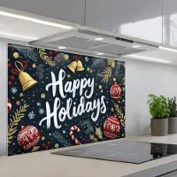 KitchenYeah Spatscherm 90x60 cm - Zelfklevende achterwand Feestelijk - Kerstgroet - Kleurrijk - Keuken muurbeschermer - Spatwand fornuis