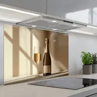 KitchenYeah Spatscherm 80x55 cm - Zelfklevende achterwand Champagne - Beige - Schaduw - Bubbels - Keuken muurbeschermer - Spatwand fornuis