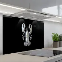 KitchenYeah Spatscherm 80x55 cm - Zelfklevende achterwand Kreeft - Zilver - Metallic - Luxe - Keuken muurbeschermer - Spatwand fornuis