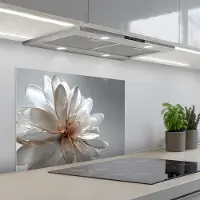 KitchenYeah Spatscherm 70x55 cm - Zelfklevende achterwand Bloem - Wit - Neutraal - Keuken muurbeschermer - Spatwand fornuis