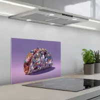 KitchenYeah Spatscherm 60x45 cm - Zelfklevende achterwand Edelstenen - Glitters - Paars - Kleurrijk - Keuken muurbeschermer - Spatwand fornuis