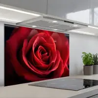 KitchenYeah Spatscherm 90x60 cm - Zelfklevende achterwand Rood - Roos - Romantisch - Keuken muurbeschermer - Spatwand fornuis